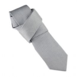 Λευκή στενή γραβάτα με μαύρο πουά σχέδιο