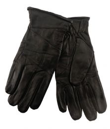 Μαύρα δερμάτινα γυναικεία γάντια με zig zag ραφές