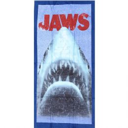 Γαλάζια πετσέτα θαλάσσης Τα σαγόνια του καρχαρία 70εκ x 140εκ