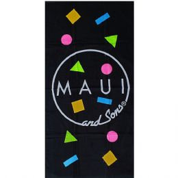 Μαύρη πετσέτα θαλάσσης Maui and Sons με πολύχρωμα σχέδια 75εκ x 150εκ