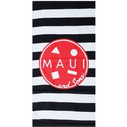 Ασπρόμαυρη ριγέ πετσέτα θαλάσσης Maui and Sons 75εκ x 150εκ