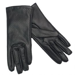 Μαύρα γυναικεία γάντια με μικρές τρύπες και εσωτερική φόδρα