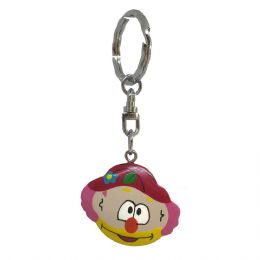 Wooden keyring clown with red hat 