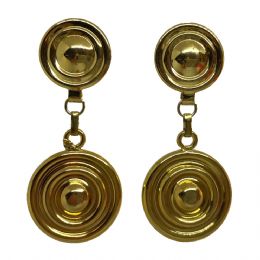 Χρυσά σκουλαρίκια κλιπ με κυκλικά κρεμαστά charms