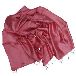 Μονόχρωμο ροζ retro φαρδύ φουλάρι - εσάρπα από ακατέργαστο μετάξι