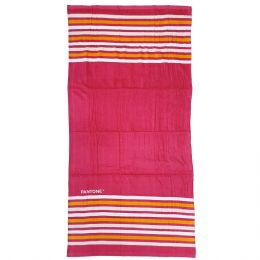 Φουξ πετσέτα θαλάσσης Pantone με πορτοκαλί και λευκές ρίγες 75εκ x 150εκ