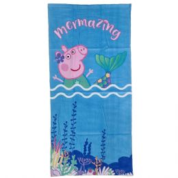 Γαλάζια παιδική πετσέτα θαλάσσης Peppa Mermazing 70εκ x 140εκ