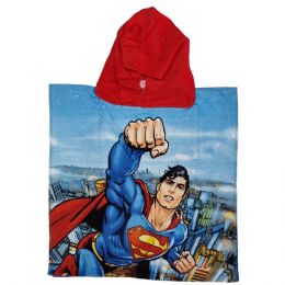 Γαλάζια παιδική πετσέτα θαλάσσης - πόντσο Superman