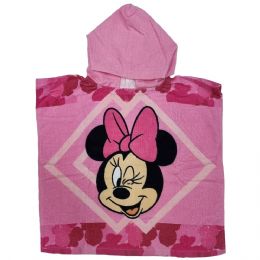 Φουξ και ροζ παιδική πετσέτα θαλάσσης - πόντσο Minnie