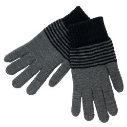 Γκρι ανδρικά γάντια με μαύρες ρίγες από μαλακό ύφασμα one size