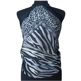 Γκρι Ιταλικό halter neck τοπ με zebra και leopard print